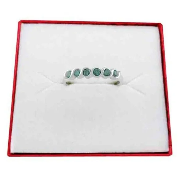 Genuine 0.30 Cts Blue Zircon Ring 10K White Gold
